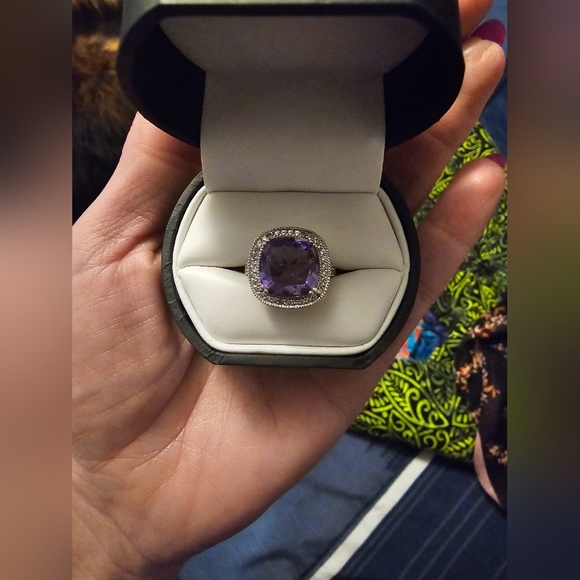 Cushion Cut Amethyst Ring Sterling Silver - Picture 3 of 17